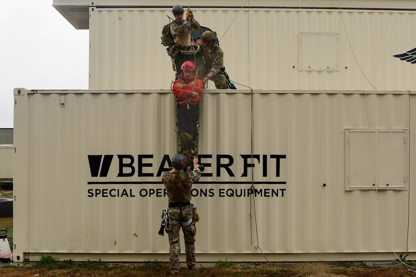 Service members train on a BeaverFit Training Complex at Aviano Air Base, Italy.